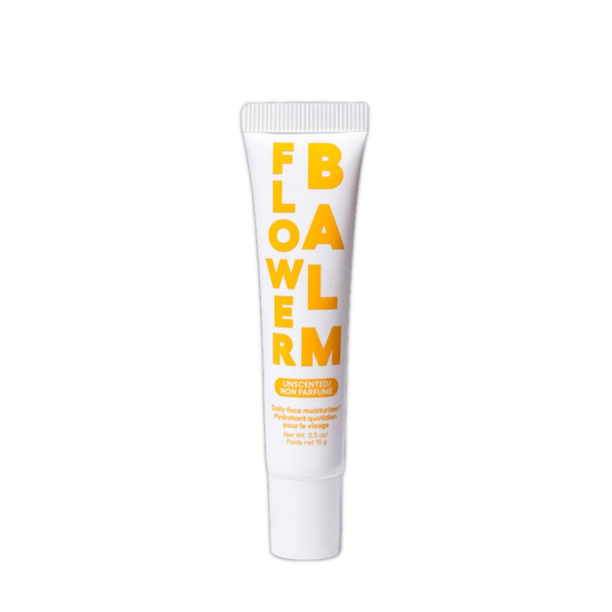 White tube with yellow text of the Zizia Botanicals Flower Balm on a white background