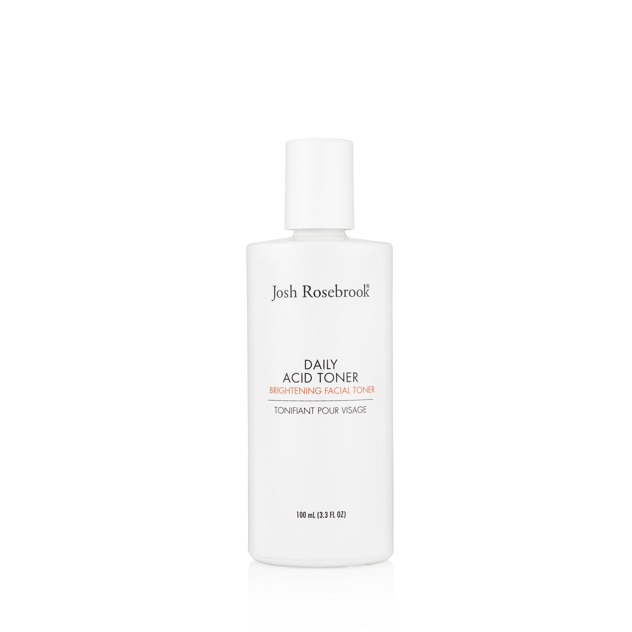 White bottle of Josh Rosebrook Daily Acid Toner on a white background