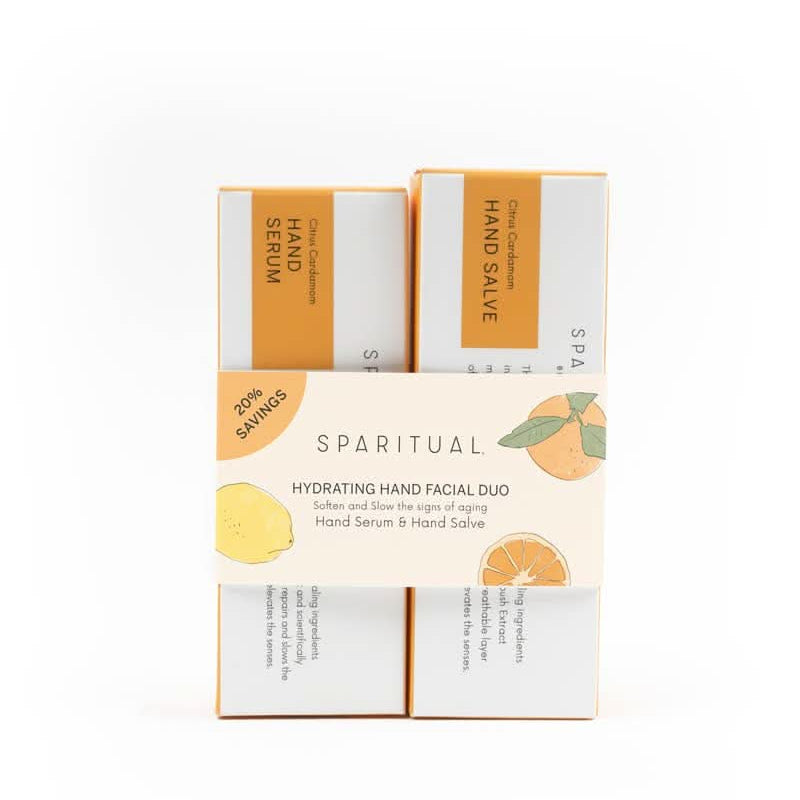 Sparitual hand and facial duo packaging on a white background
