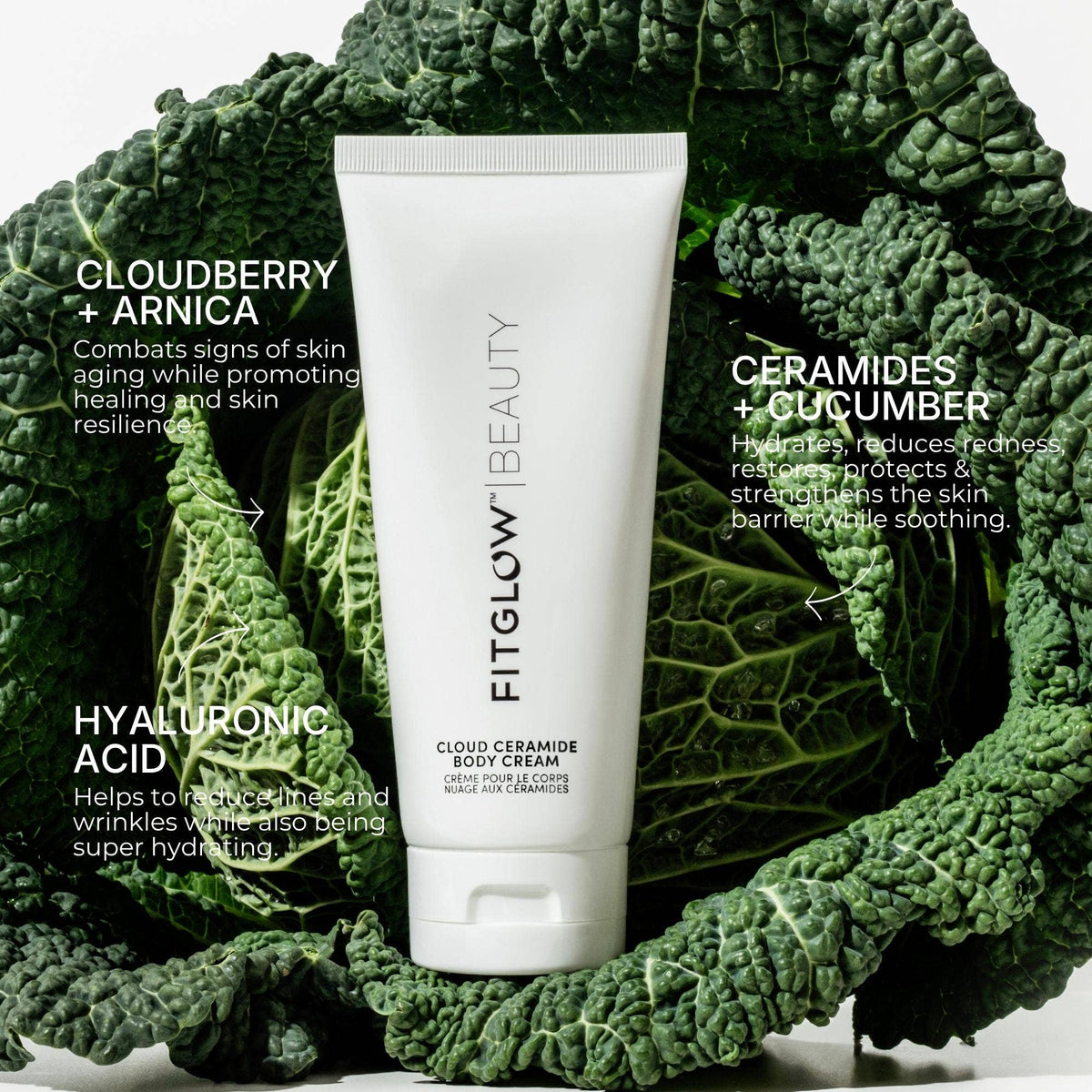 Clean beauty body cream formulated with ceramides, hyaluronic acid, cloudberry, aloe and natural botanical oils