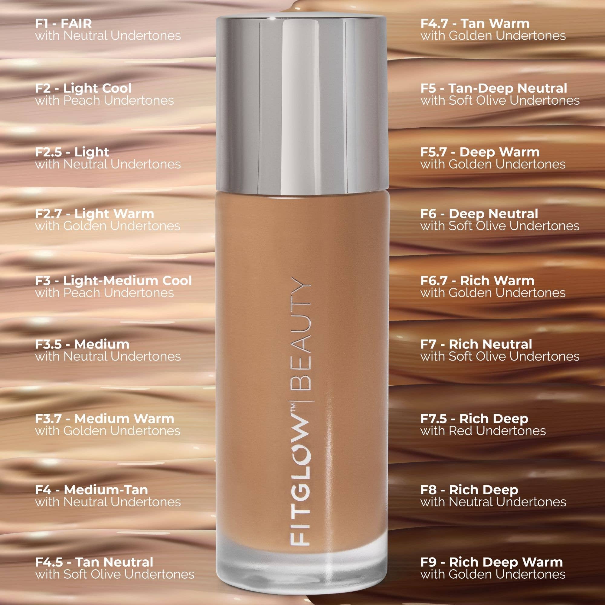 Fitglow Beauty - Foundation+: F4.5 - Tan Neutral with Soft Olive Undertones