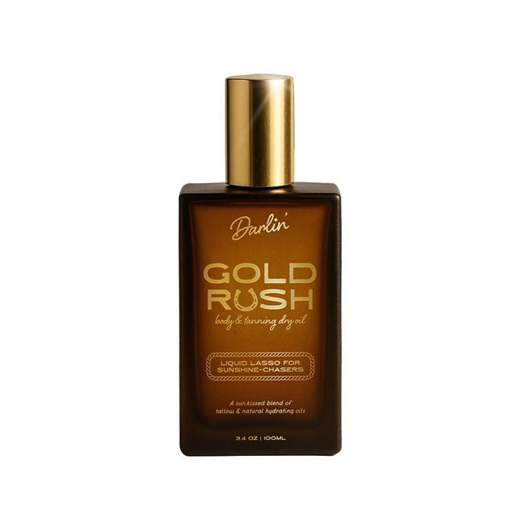 Bottle of Darlin Gold Rush all natural hydrating tallow body oil